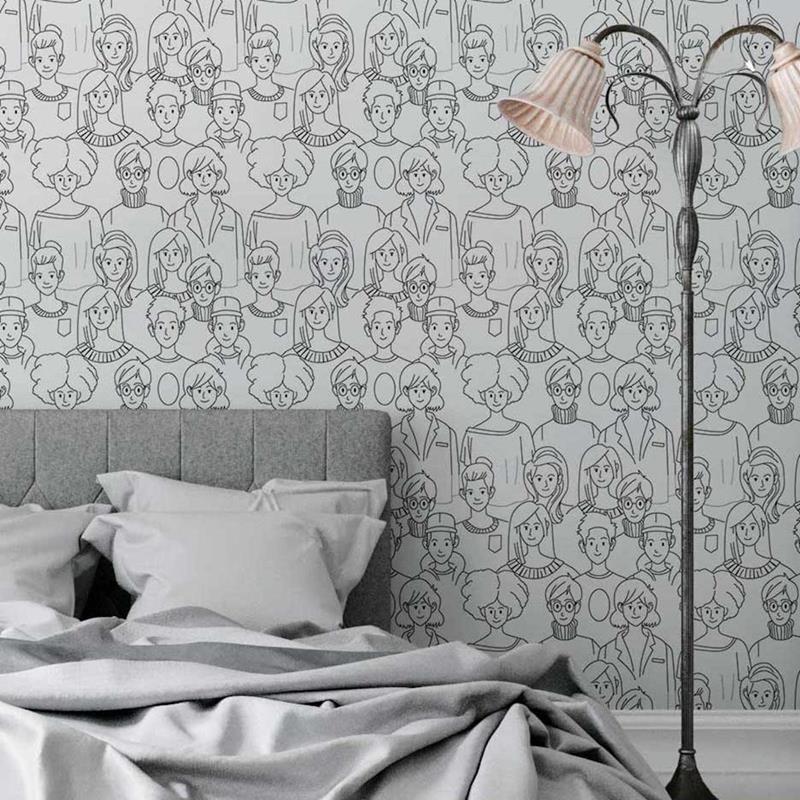 Papel de Parede Adesivo Pessoas para Colorir N05228 - Papel na Parede
