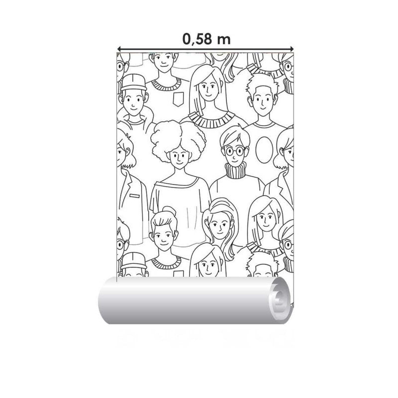 Papel de Parede Adesivo Pessoas para Colorir N05228 - Papel na Parede