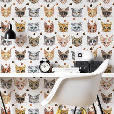 Papel de Parede Adesivo Pet Gato N24728 - Papel na Parede