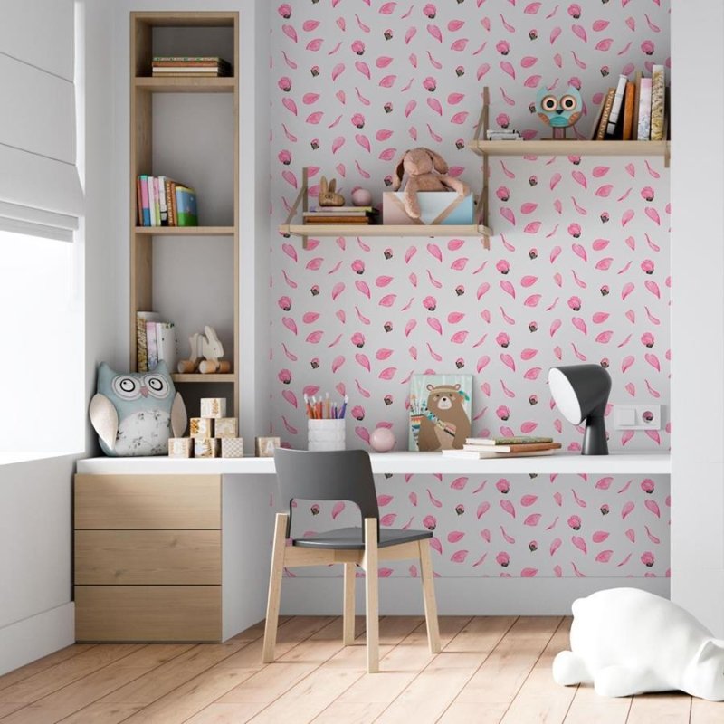 Papel de Parede Adesivo Pétalas Botões de Flores Rosa N06016 - Papel na Parede