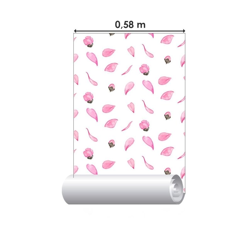 Papel de Parede Adesivo Pétalas Botões de Flores Rosa N06016 - Papel na Parede