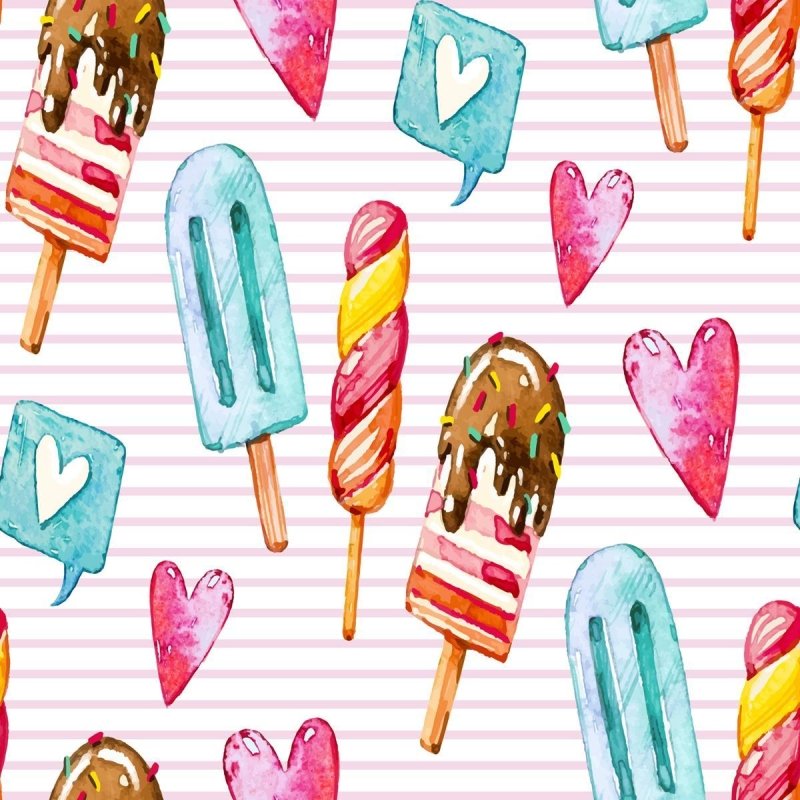 Papel de Parede Adesivo Picolés Coloridos em Aquarela N05072 - Papel na Parede