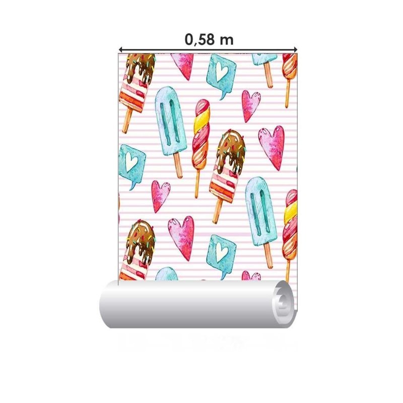 Papel de Parede Adesivo Picolés Coloridos em Aquarela N05072 - Papel na Parede