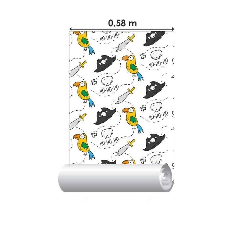 Papel de Parede Adesivo Pirata Branco N04055 - Papel na Parede