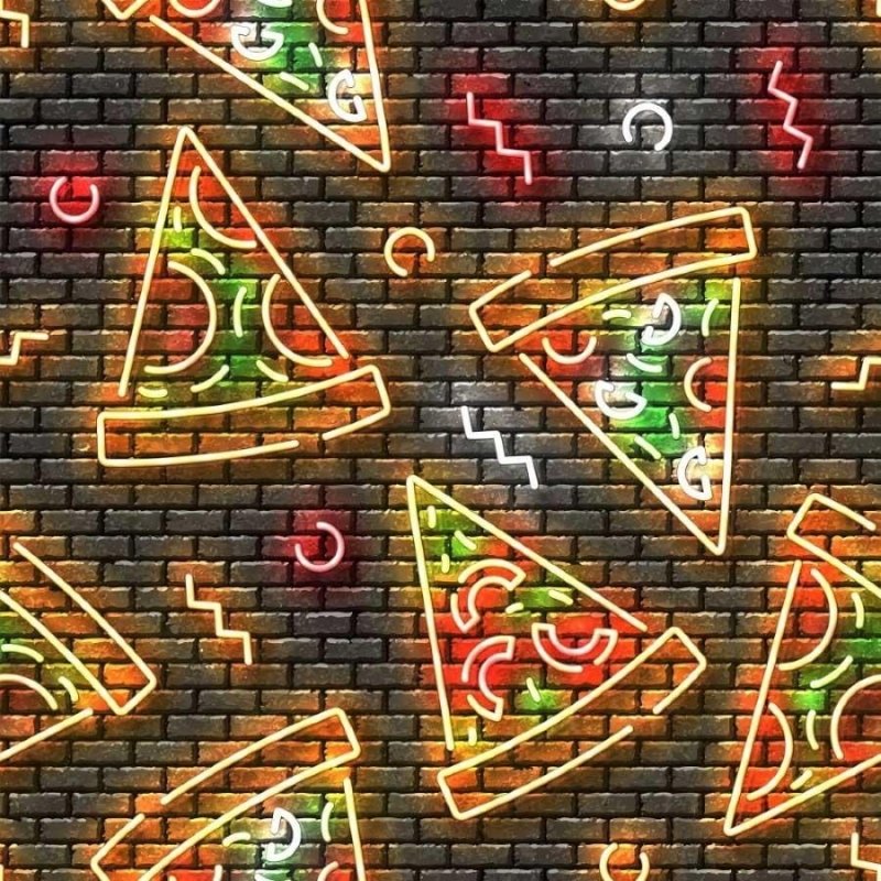 Papel de Parede Adesivo Pizza Neon N013180 - Papel na Parede
