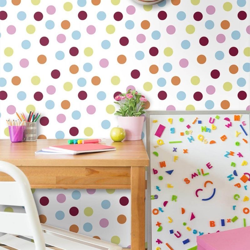 Papel de Parede Adesivo Poá Colorido 1267 - Papel na Parede