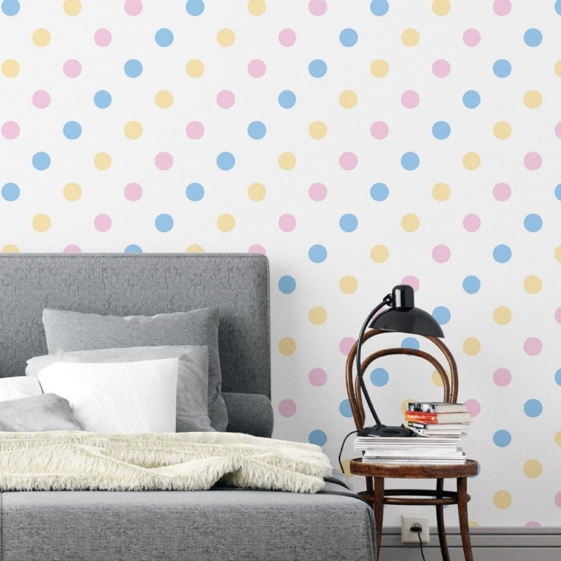 Papel de Parede Adesivo Poá Colorido N019076 - Papel na Parede