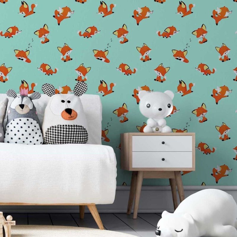 Papel de Parede Adesivo Raposa Catoon Ifantil N05066 - Papel na Parede