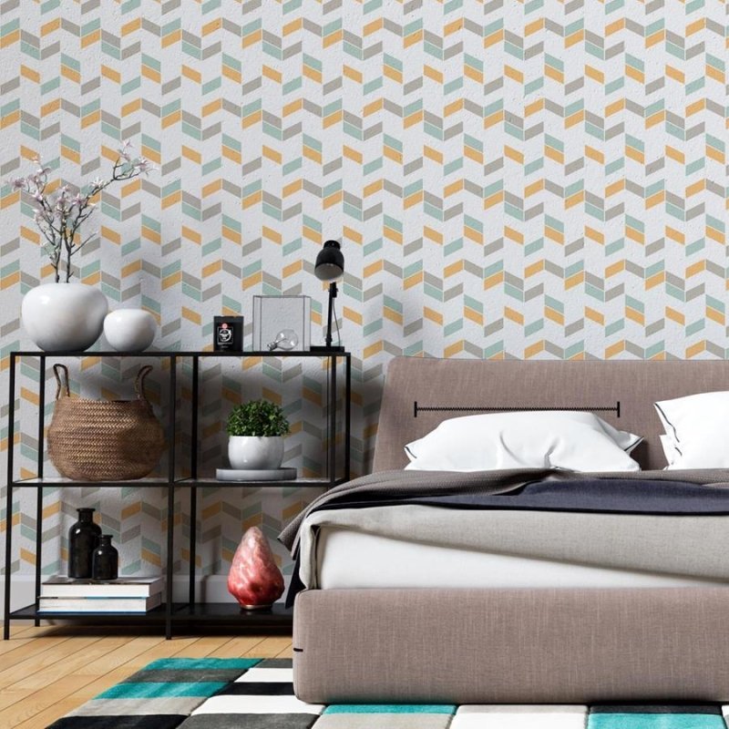 Papel de Parede Adesivo Releitura Chevron Amarelo N06294 - Papel na Parede