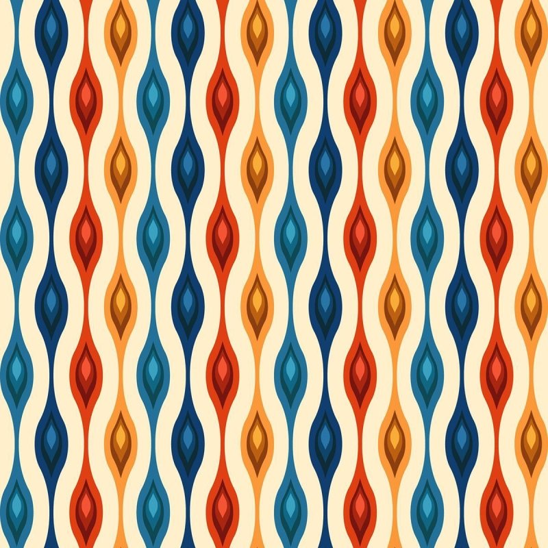 Papel de Parede Adesivo Retrô Abstrato Laranja e Azul N07067 - Papel na Parede