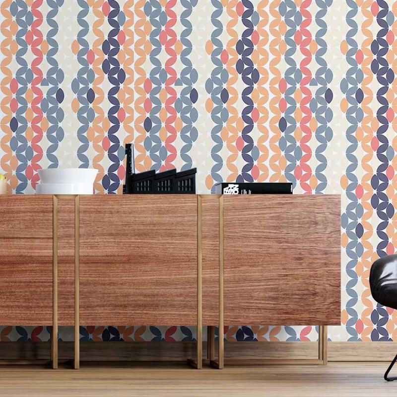 Papel de Parede Adesivo Retrô Colorido Geométrico N05230 - Papel na Parede