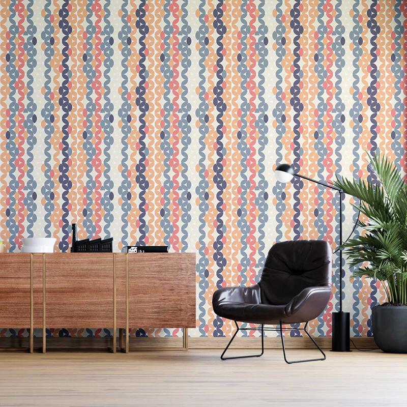Papel de Parede Adesivo Retrô Colorido Geométrico N05230 - Papel na Parede