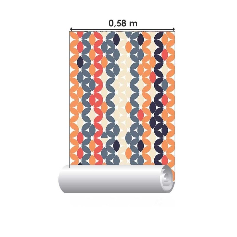 Papel de Parede Adesivo Retrô Colorido Geométrico N05230 - Papel na Parede