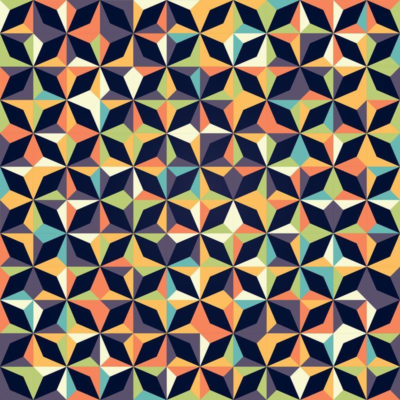 Papel de Parede Adesivo Retrô Geométrico Colorido N05234 - Papel na Parede