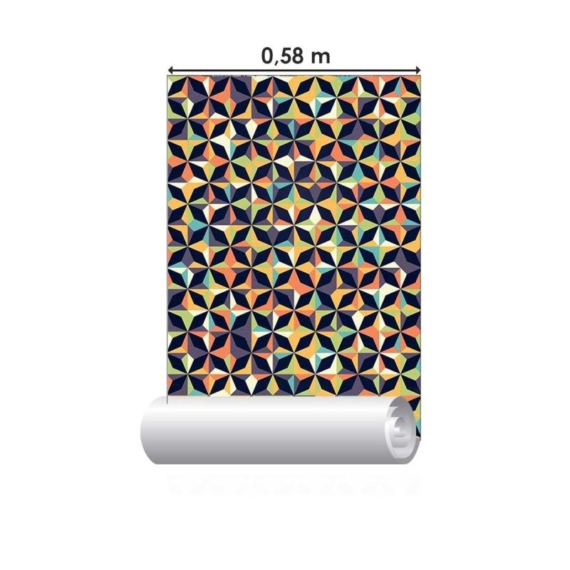 Papel de Parede Adesivo Retrô Geométrico Colorido N05234 - Papel na Parede