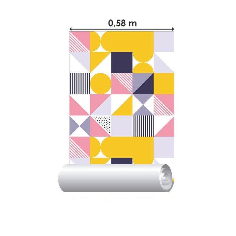 Papel de Parede Adesivo Retrô Geométrico N09026 - Papel na Parede