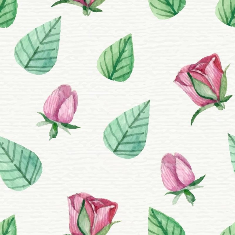 Papel de Parede Adesivo Rosa Folhas em Aquarela N06014 - Papel na Parede