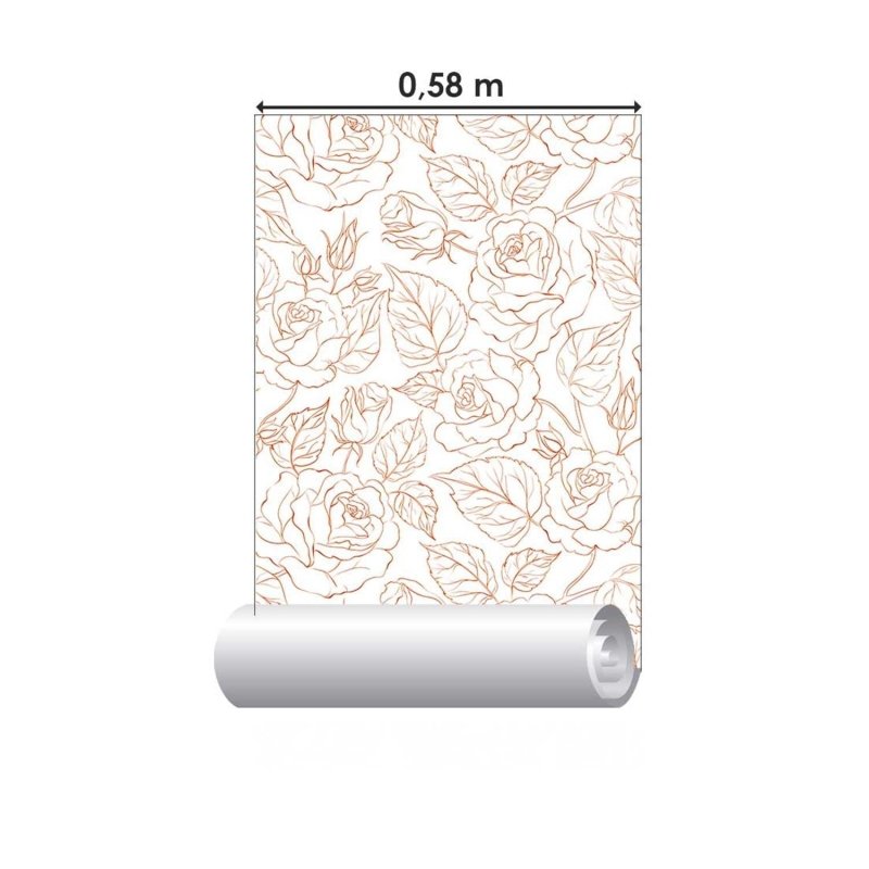 Papel de Parede Adesivo Rosas e folhas N03002 - Papel na Parede