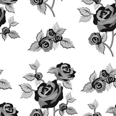 Papel de Parede Adesivo Rosas Preto e Branco 55306 - Papel na Parede