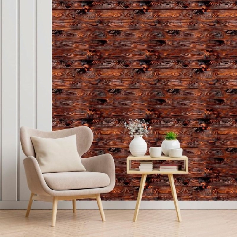 Papel de Parede Adesivo Rústico Madeira Marrom N012015 - Papel na Parede