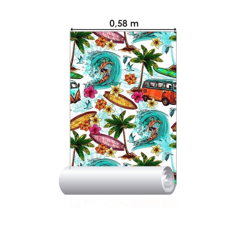 Papel de Parede Adesivo Summer Surf N014187 - Papel na Parede