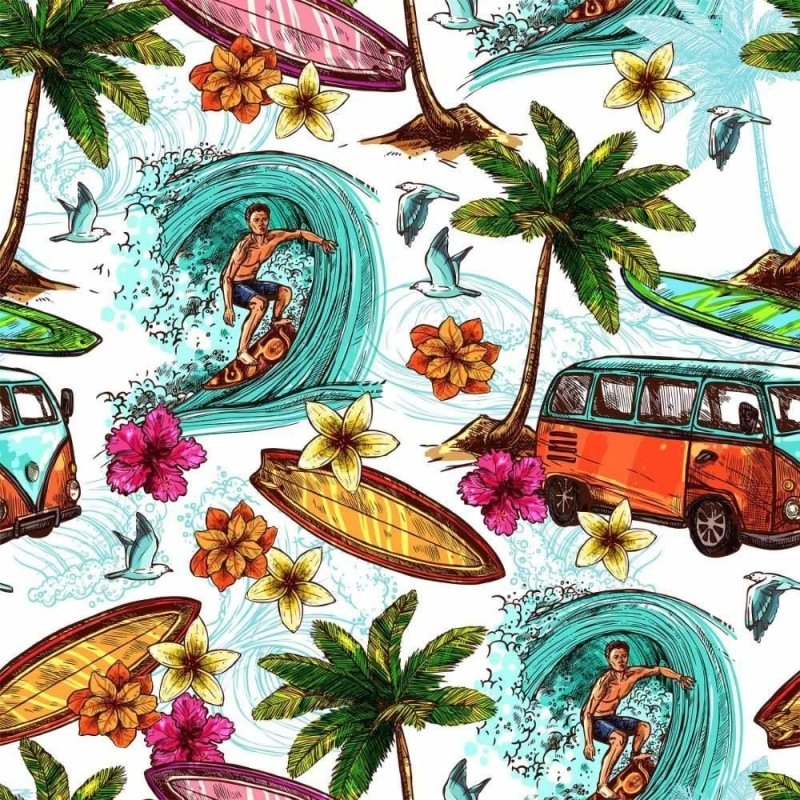 Papel de Parede Adesivo Summer Surf N014187 - Papel na Parede