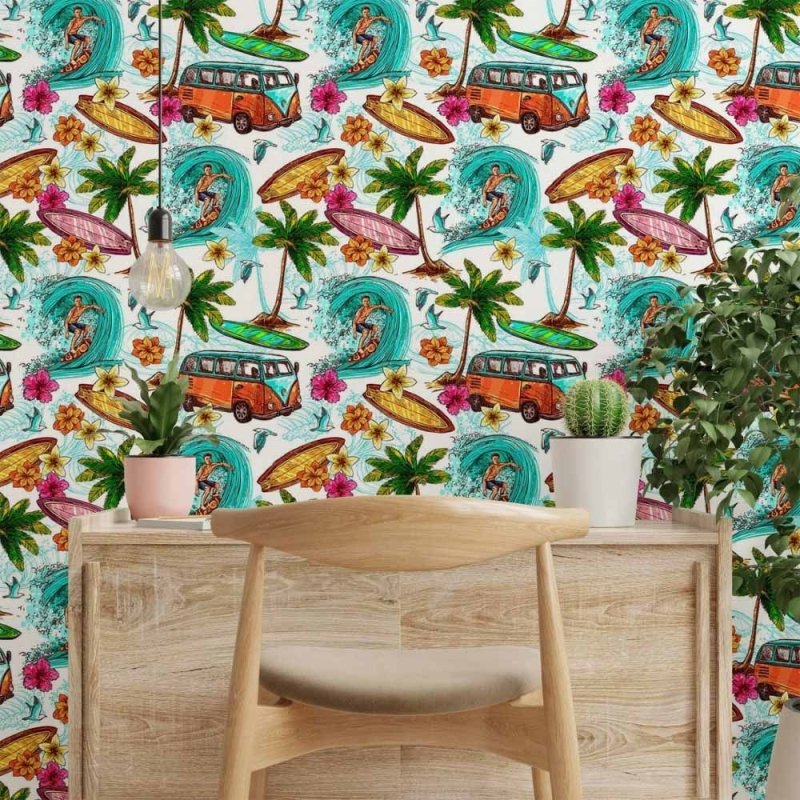 Papel de Parede Adesivo Summer Surf N014187 - Papel na Parede