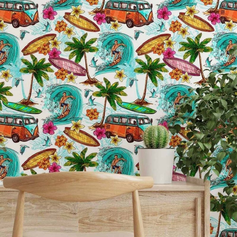 Papel de Parede Adesivo Summer Surf N014187 - Papel na Parede