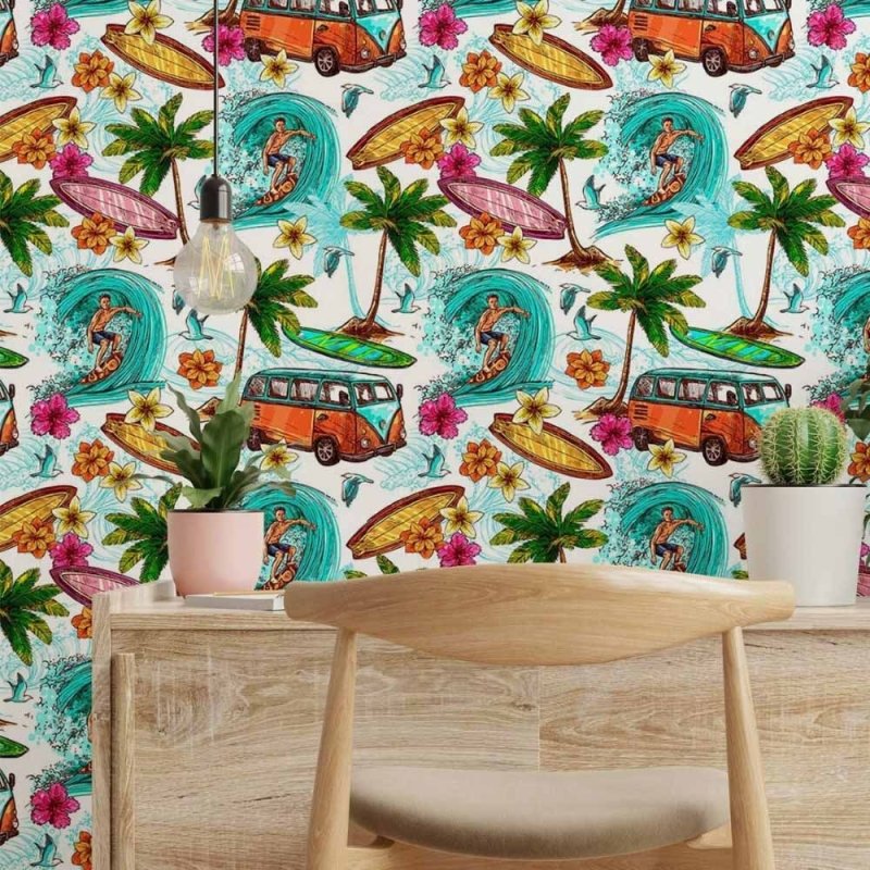 Papel de Parede Adesivo Summer Surf N014187 - Papel na Parede
