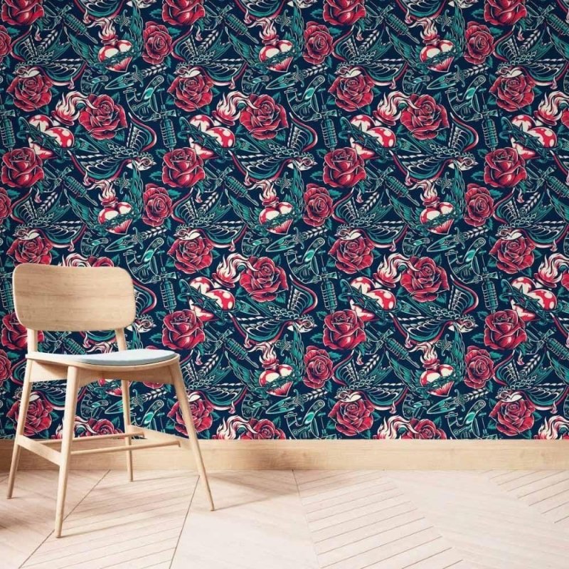 Papel de Parede Adesivo Tatuagem Old School N014200 - Papel na Parede