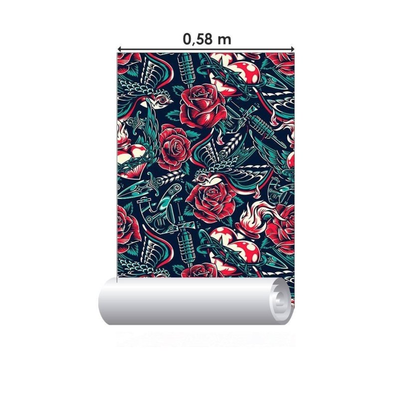Papel de Parede Adesivo Tatuagem Old School N014200 - Papel na Parede