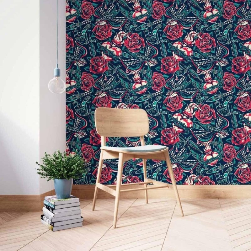 Papel de Parede Adesivo Tatuagem Old School N014200 - Papel na Parede