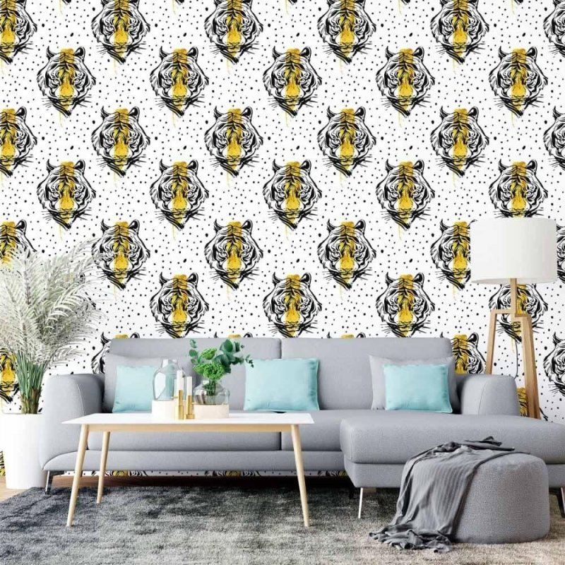 Papel de Parede Adesivo Tigre Artístico N015061 - Papel na Parede