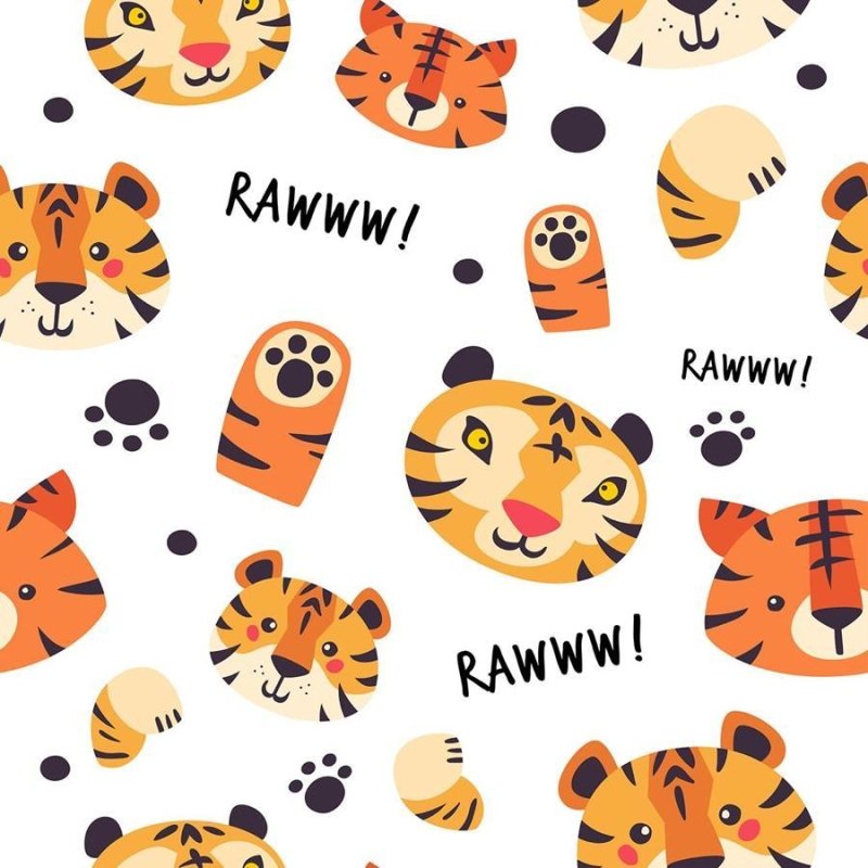 Papel de Parede Adesivo Tigres Minimalistas N06007 - Papel na Parede