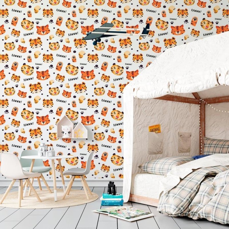 Papel de Parede Adesivo Tigres Minimalistas N06007 - Papel na Parede