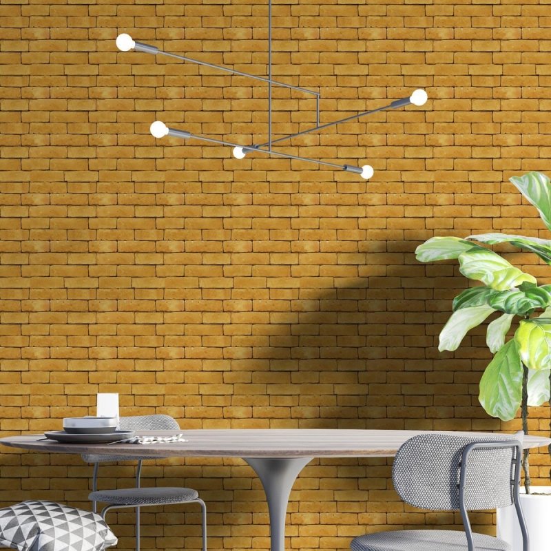 Papel de Parede Adesivo Tijolo Barroso Laranja NP100 - Papel na Parede