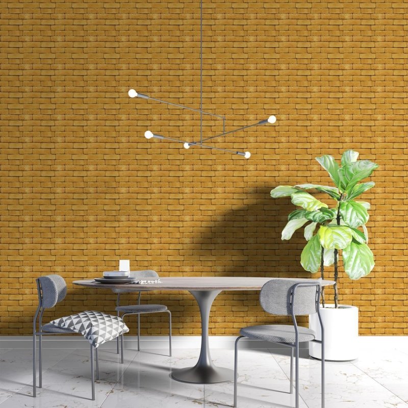 Papel de Parede Adesivo Tijolo Barroso Laranja NP100 - Papel na Parede