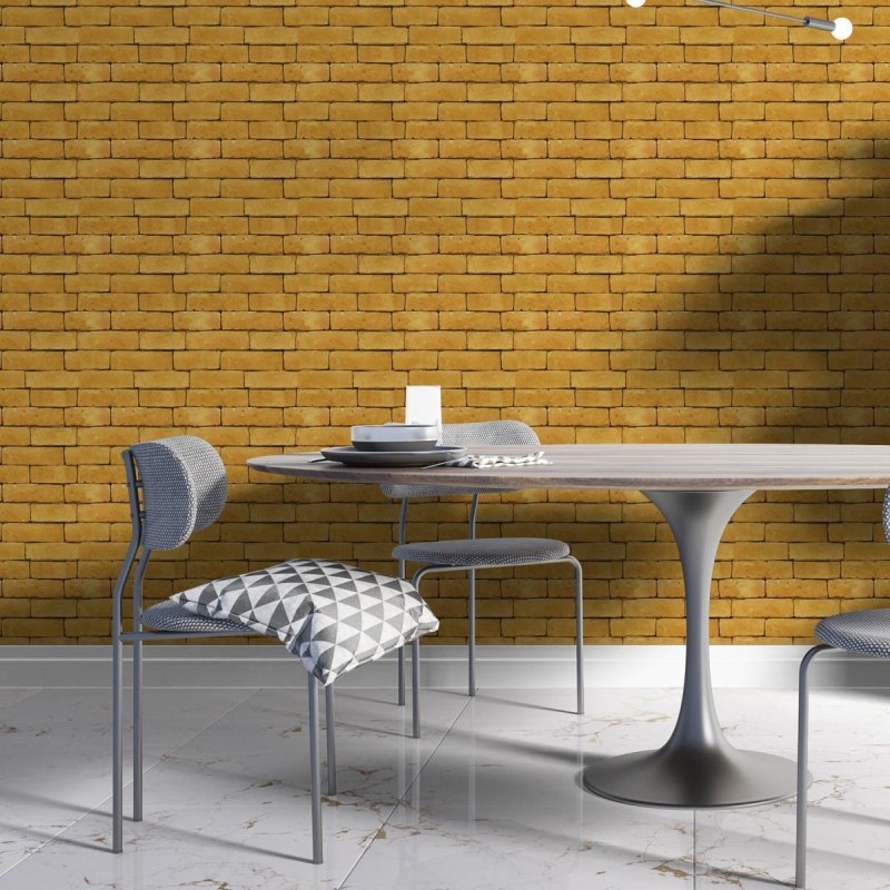 Papel de Parede Adesivo Tijolo Barroso Laranja NP100 - Papel na Parede