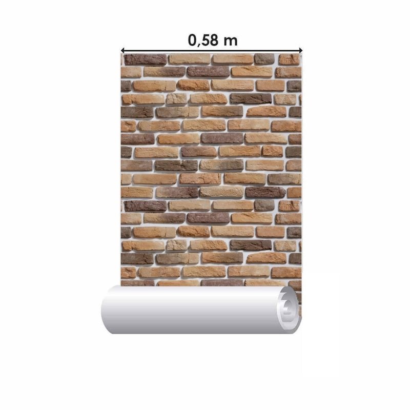 Papel de Parede Adesivo Tijolo Rústico Marrom NP075 - Papel na Parede