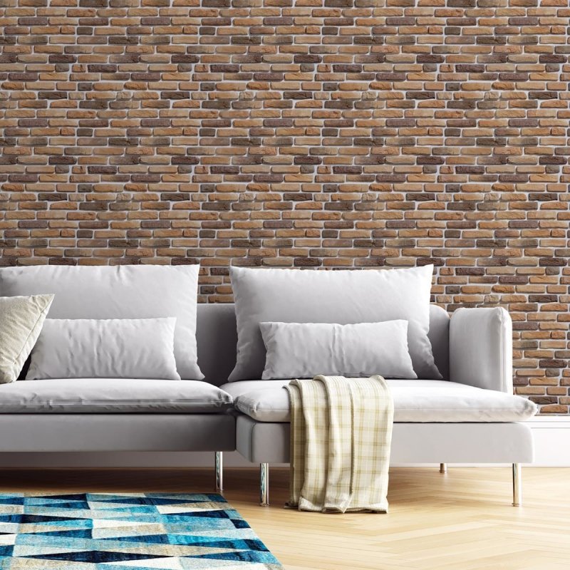 Papel de Parede Adesivo Tijolo Rústico Marrom NP075 - Papel na Parede