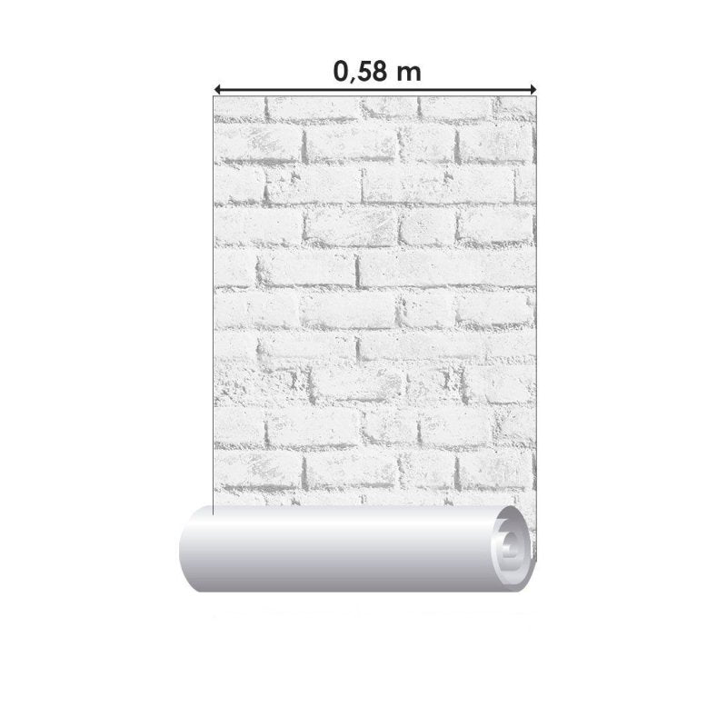 Papel de Parede Adesivo Tijolos White Brick N013292 - Papel na Parede