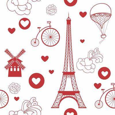 Papel de Parede Adesivo Torre Eiffel Vermelho 173354 - Papel na Parede