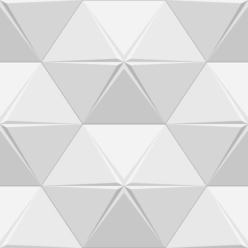 Papel de Parede Adesivo Triângulos 3D Branco e Cinza N08080 - Papel na Parede