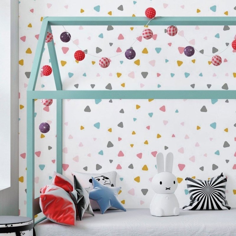 Papel de Parede Adesivo Triângulos Coloridos N018124 - Papel na Parede