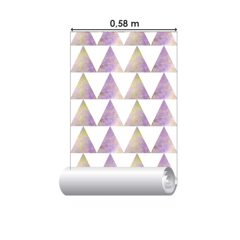 Papel de Parede Adesivo Triângulos Verde e Roxo N05242 - Papel na Parede