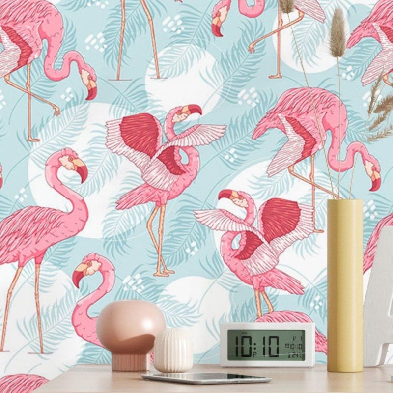 Papel de Parede Adesivo Tropical Aves Flamingo N016071 - Papel na Parede