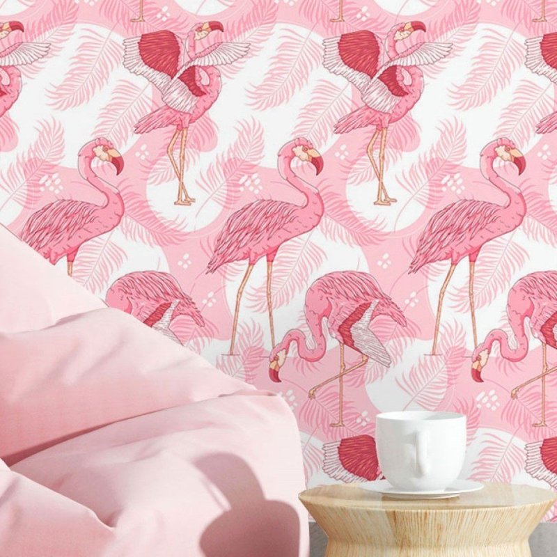 Papel de Parede Adesivo Tropical Aves Flamingo N016072 - Papel na Parede