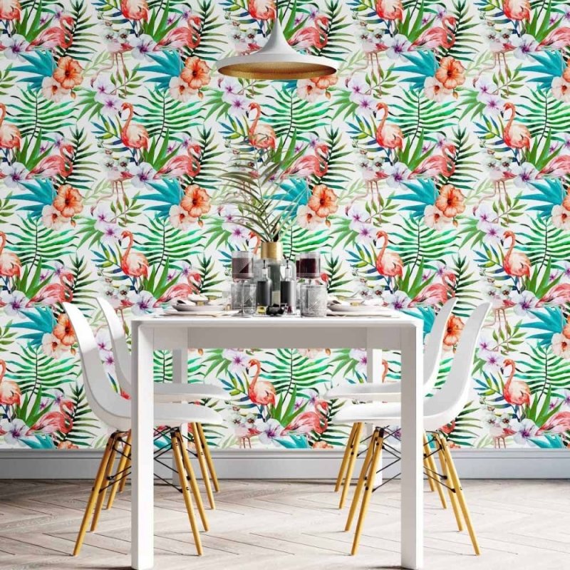 Papel de Parede Adesivo tropical flamingos N014087 - Papel na Parede