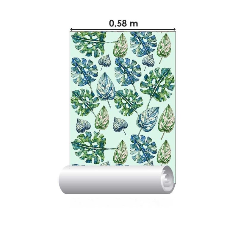 Papel de Parede Adesivo Tropical Folhas Aquareladas N05227 - Papel na Parede