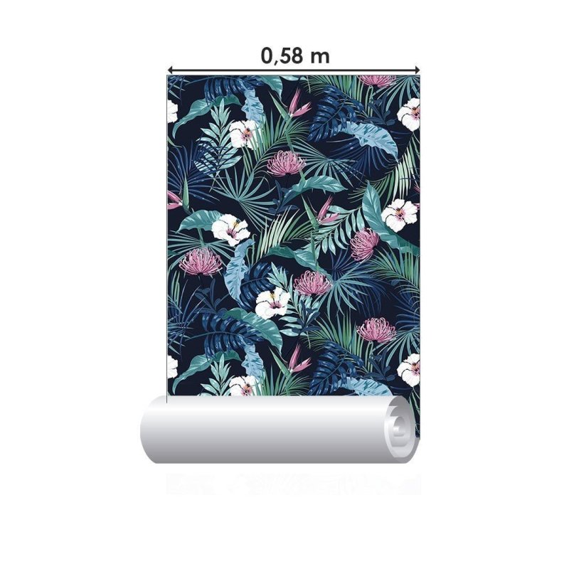 Papel de Parede Adesivo Tropical Folhas e Flores N015007 - Papel na Parede